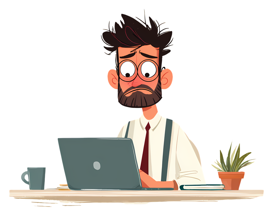 Kuva hämmentyneestä tietojenkäsittelylaitteen käyttäjästä